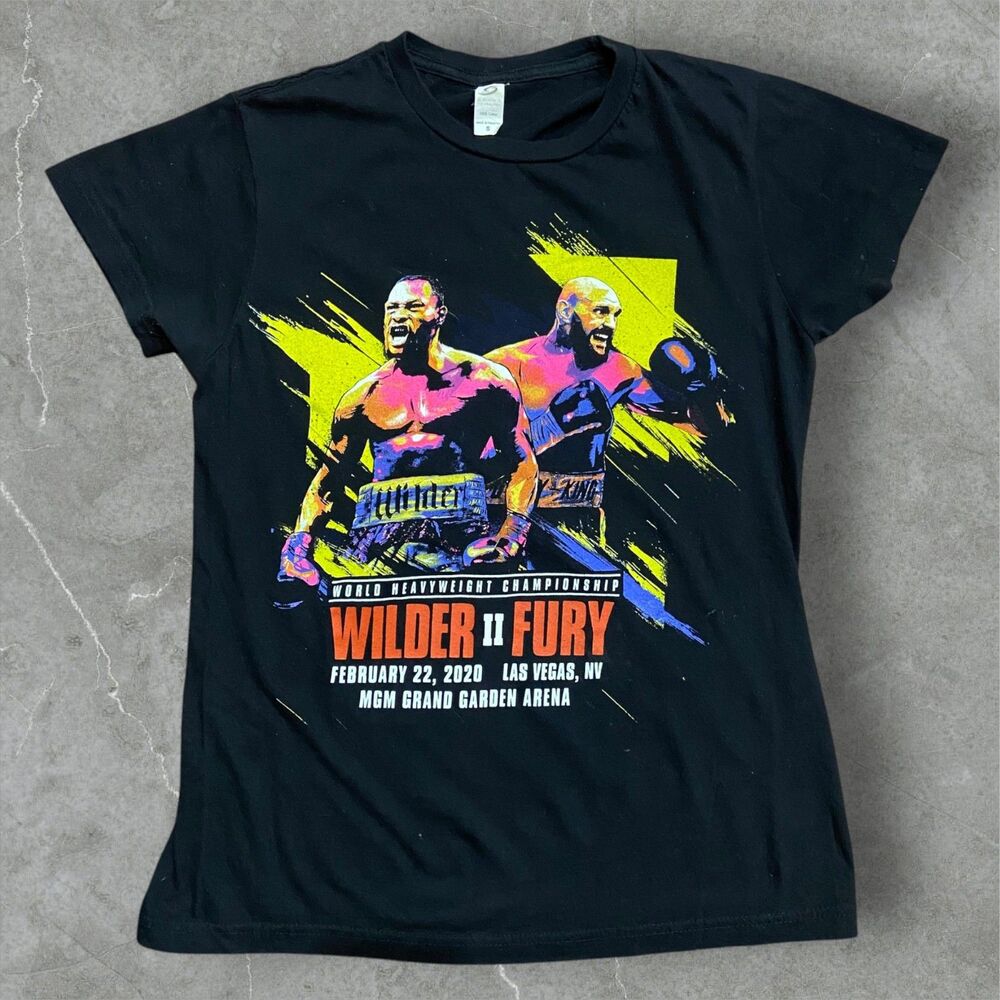Smart Regular Fit Wilder Vs. Fury Boxing Match 2020 Black T-Shirt Women's Size S